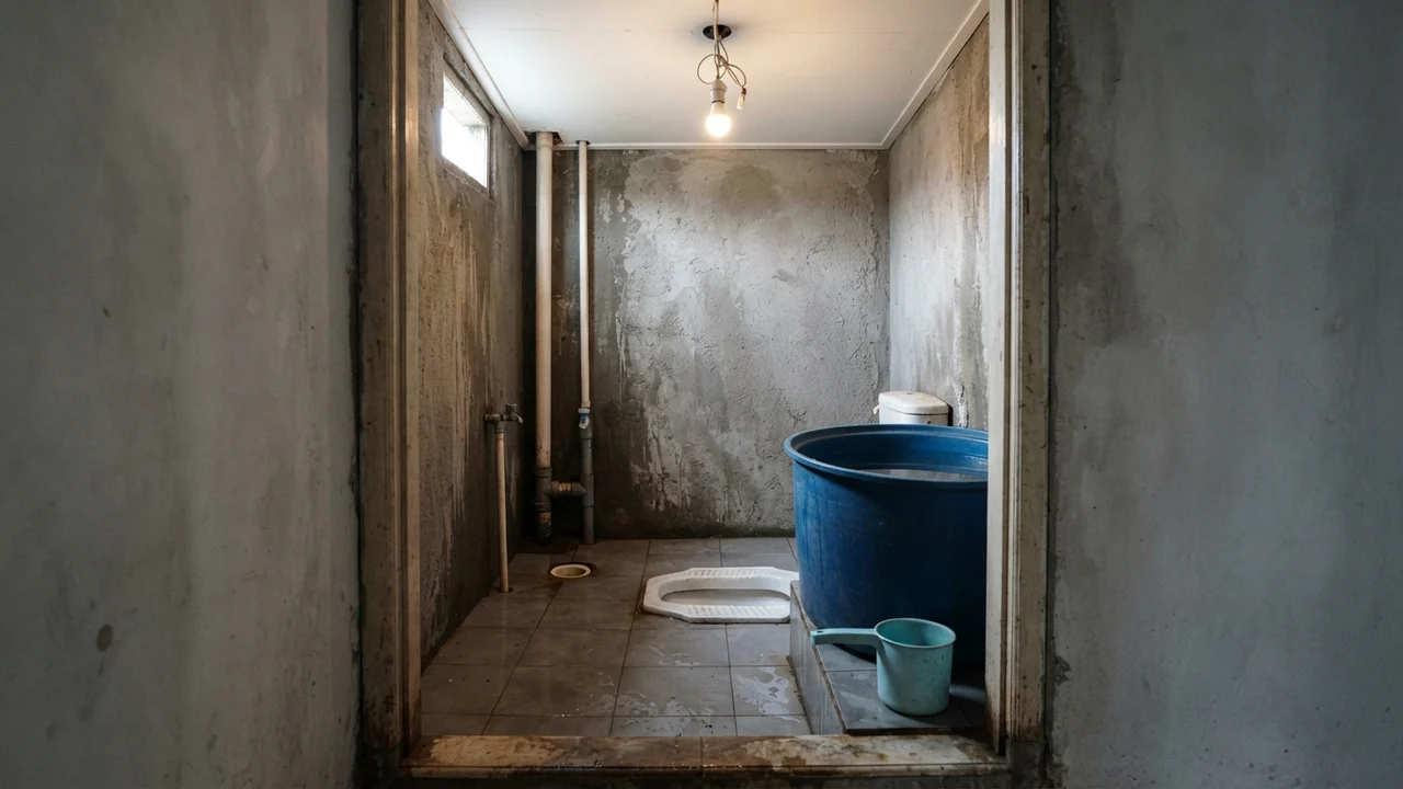 Kondisi Awal: Kamar Mandi 1.5x1.5m Serah Terima Developer