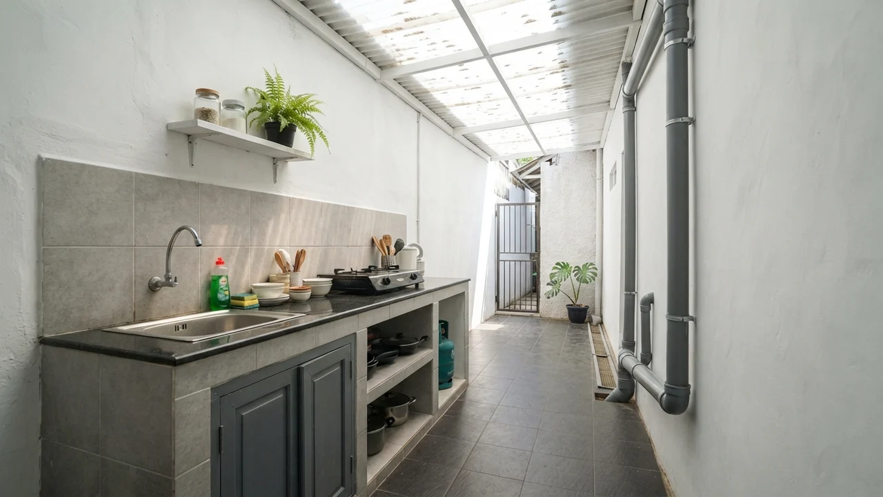 Ide 5: Hasil Akhir Dapur Lorong 6x2m Bersih & Atap Skylight
