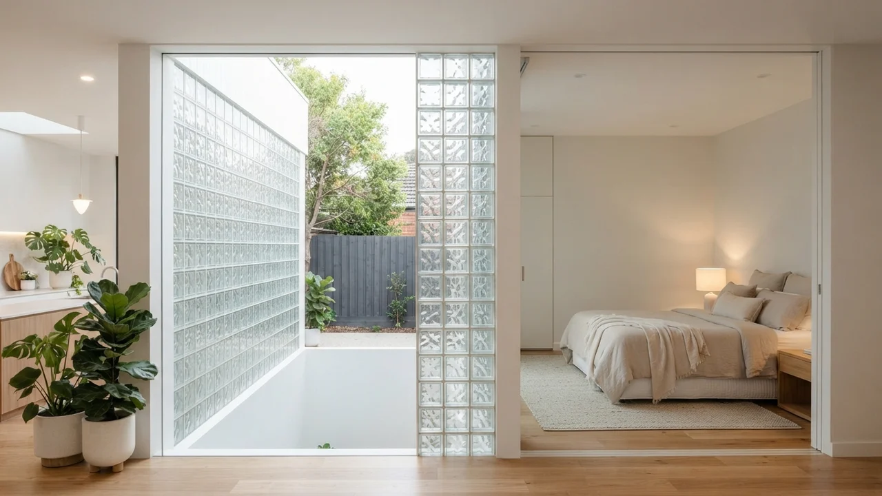 Ide 5: Dinding Kamar dengan Glass Block Alami Tetap Kedap Suara