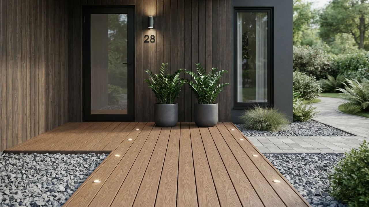 Ide 2: Lantai Decking Woodplank Tahan Air & Lampu Solar Cell