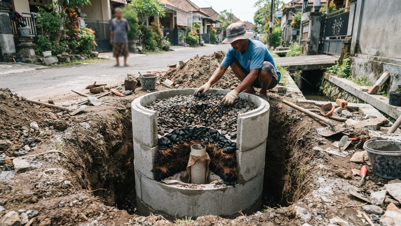 Ide 3: Konstruksi Sumur Resapan Filter Ijuk, Arang, & Batu Split