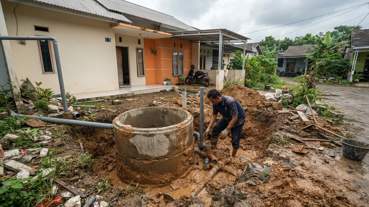 Kondisi Lapangan: Galian Tanah Septic Tank Buis Beton Bawaan Developer