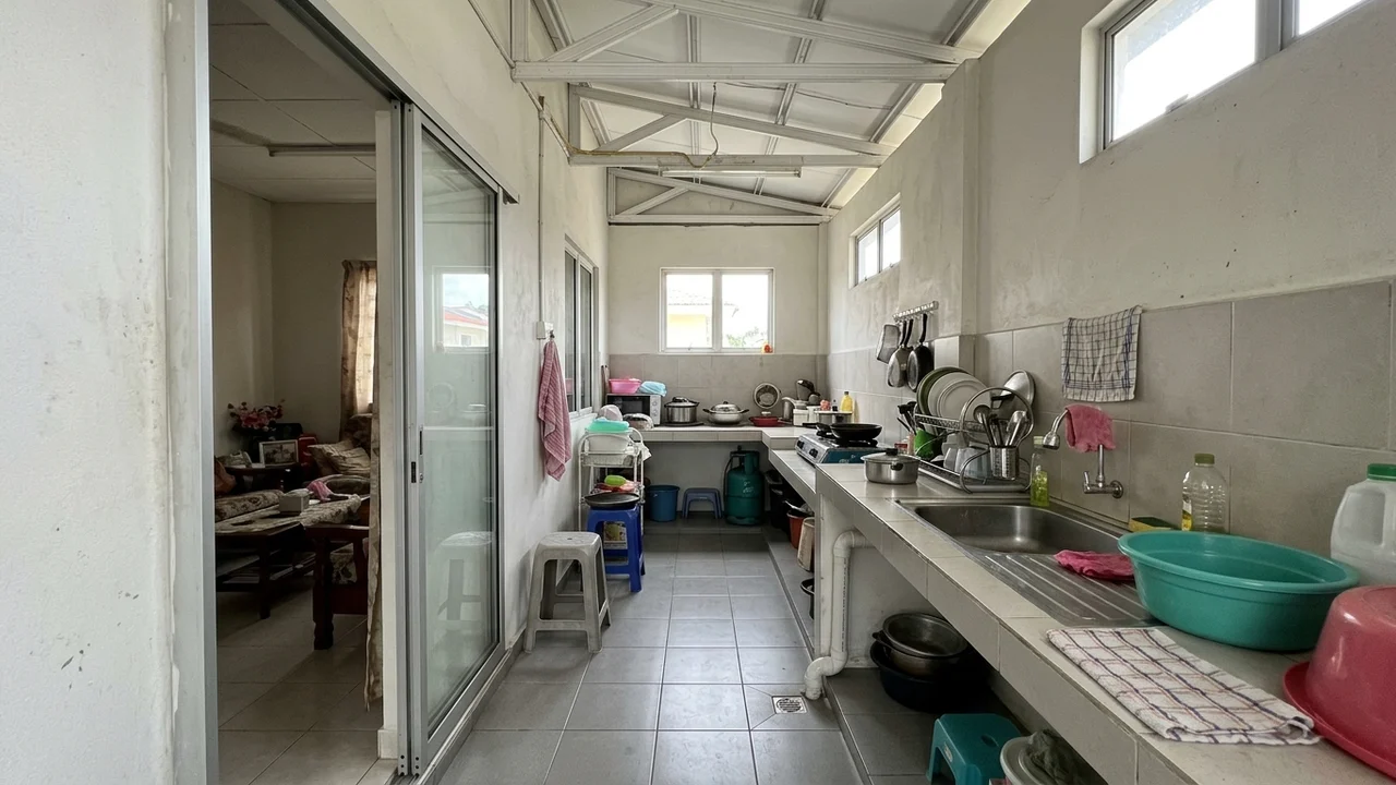 Ide 5: Pintu Geser Aluminium Praktis Penyekat Ruang Tengah & Dapur