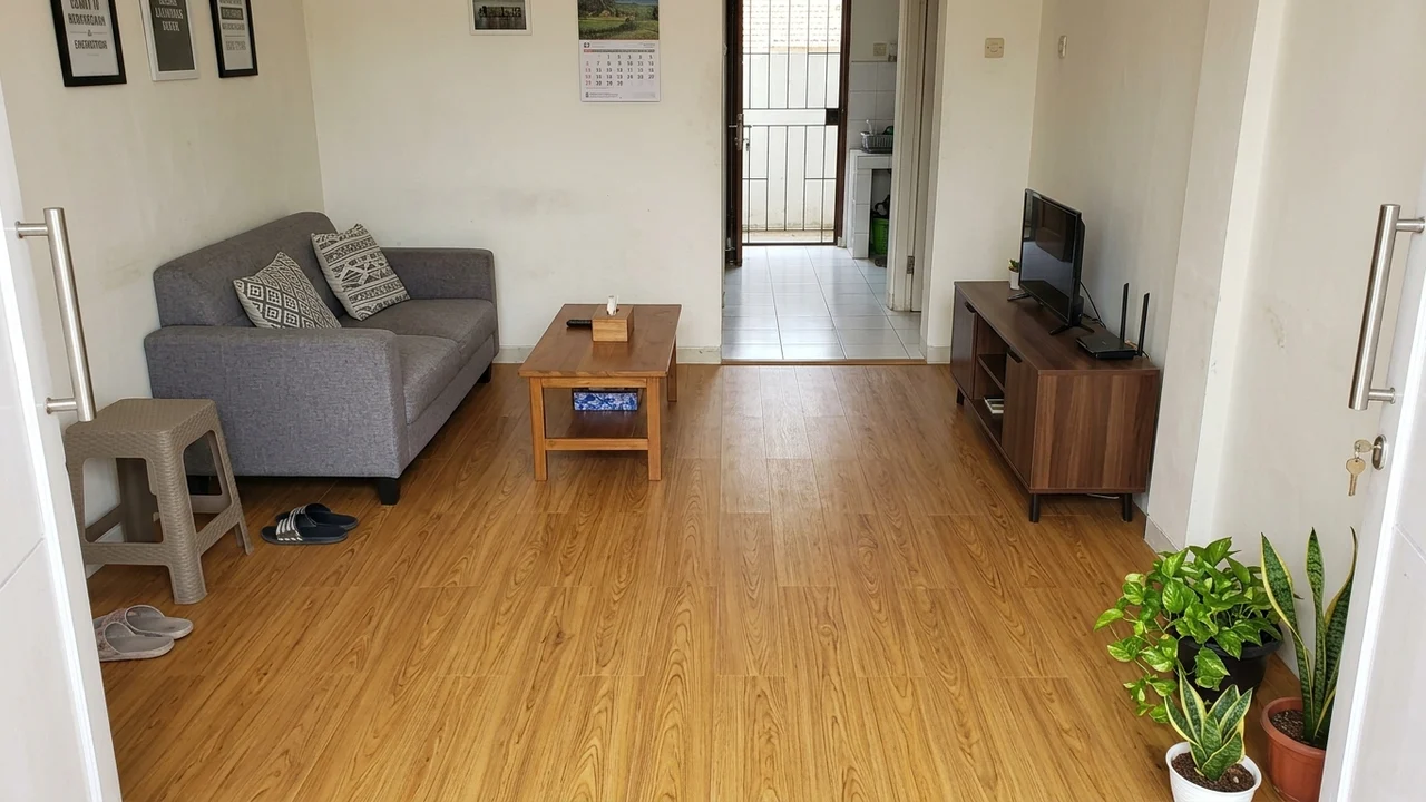 Ide 2: Lantai SPC Klik 3.5mm Motif Kayu Alami Dipasang di Atas Keramik