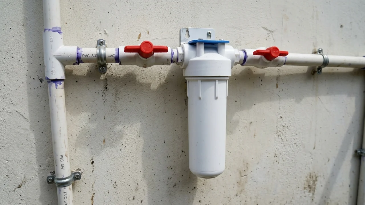 Ide 4: Instalasi Pipa PVC 3/4 Inci Rapi dengan Stop Kran Ganda & Filter Sedimen